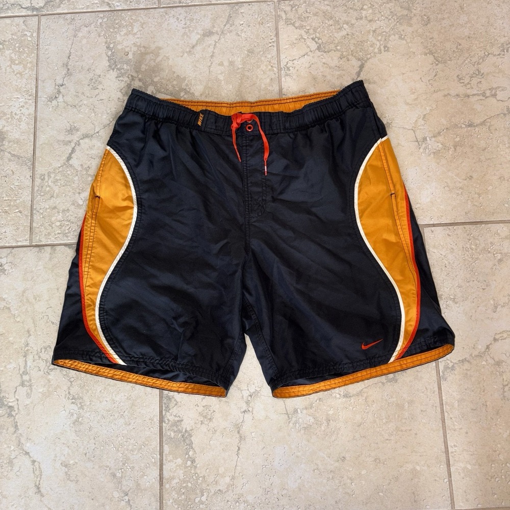 Nike Swim Shorts Trunks Board Shorts Orange Net Lined Size L Y2K